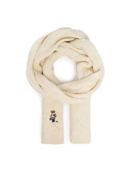 Szal z haftem zimowego niedźwiedzia Polo Ralph Lauren biała