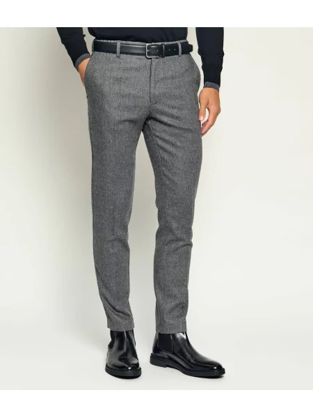 BOSS BLACK Pantaloni chino cu adaos de lână negru