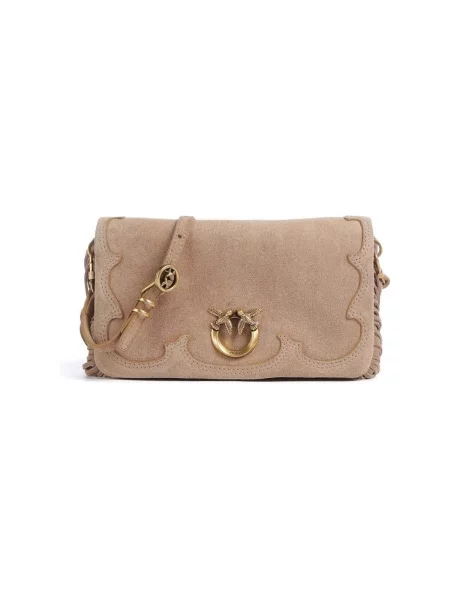 Pinko Geantă pe umăr CLICK SOFT HORIZONTAL MINI | piele întoarsă bej