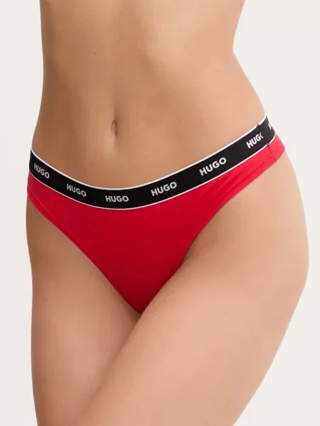 Бикини тип бразилиана HUGO THONG STRIPE PYP червено