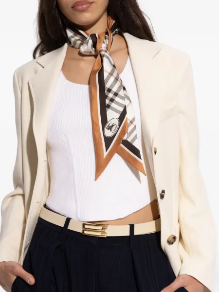 Копринен кариран шал Burberry бяло