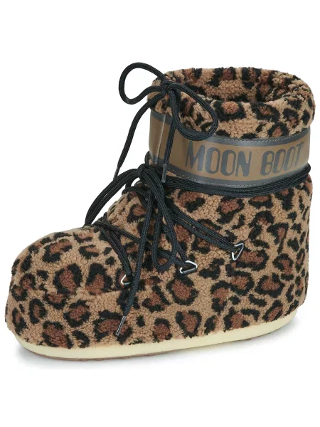 Fleecová fleecová mikina Moon Boot s leopardím vzorom hnedá
