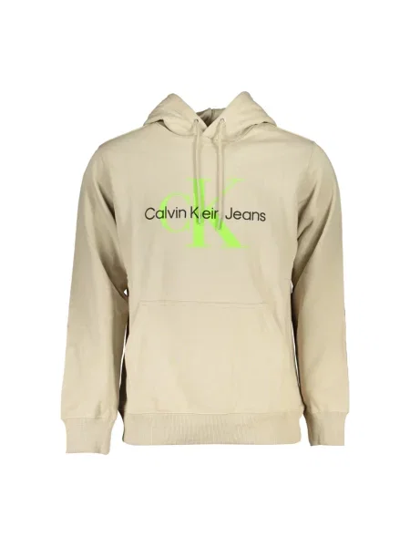 Bluza z kapturem Calvin Klein Jeans z kapturem beżowa
