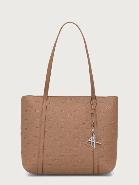 Armani Exchange geantă shopper pentru femei cu imitație de piele maro
