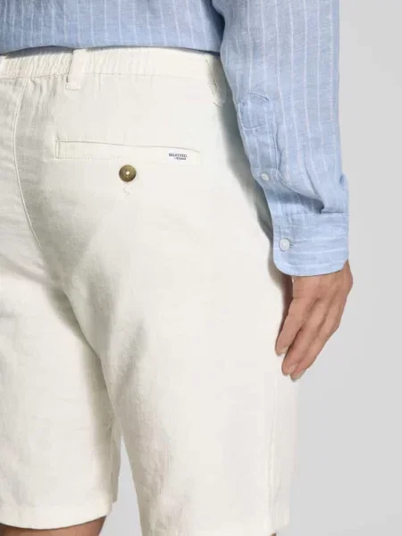 Szorty chino o kroju regular fit z mieszanki bawełny i lnu model BRODY' Selected Homme białe