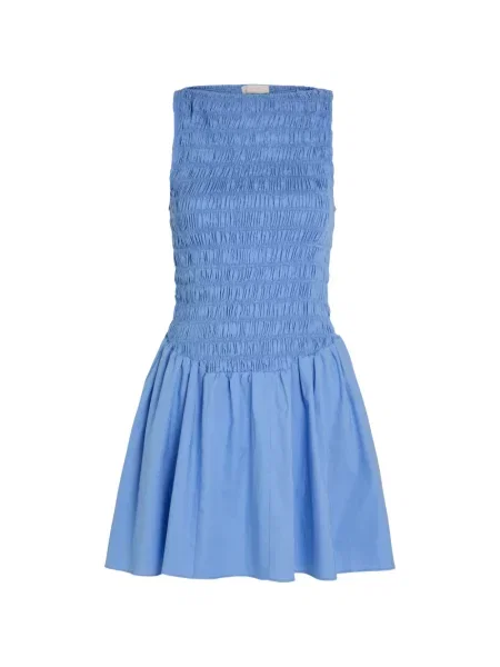 Mini haljina Faithfull The Brand s lađastim izrezom plava