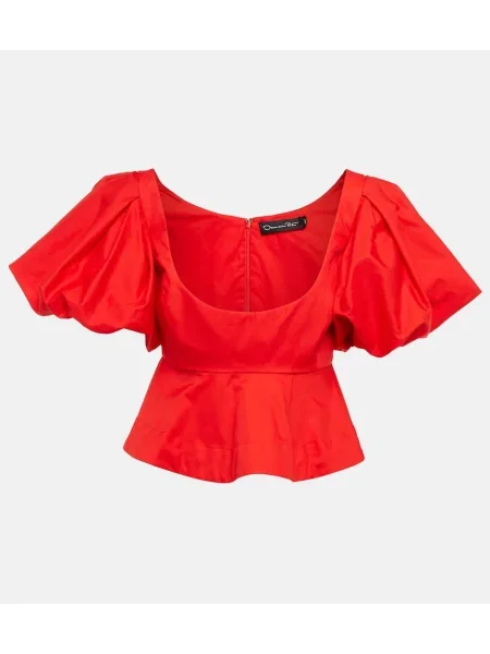 Cu peplum cropp top Oscar De La Renta roșu