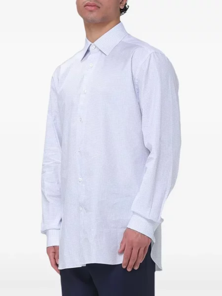 Kockás puplin ing Zegna fehér