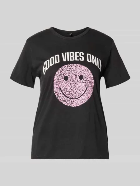 T-shirt o kroju regular fit z czystej bawełny model LISA LIFE LUCY' Only czarna