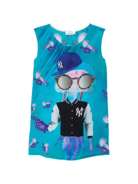 Top The Artistylist fără mâneci cu imagine albastru