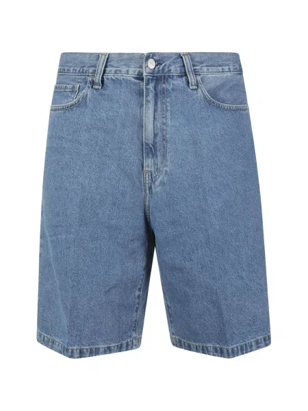 Kraťasy Carhartt Wip s 5 kapsami s autogramem modré