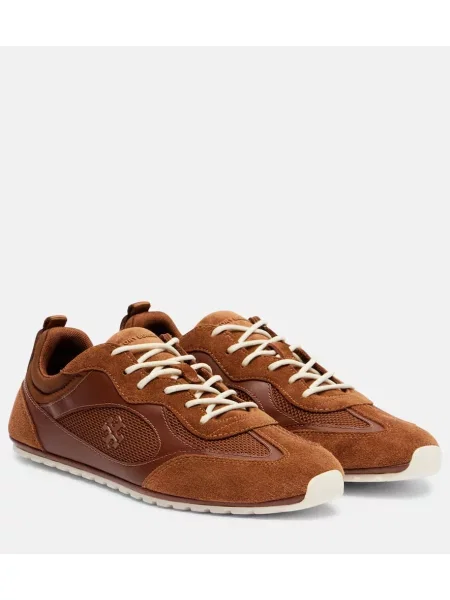 Sneakerși Tory Burch din piele de căprioară maro