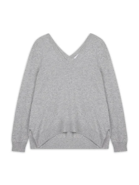 JUST CASHMERE Sveter Opal melírovaná sivá