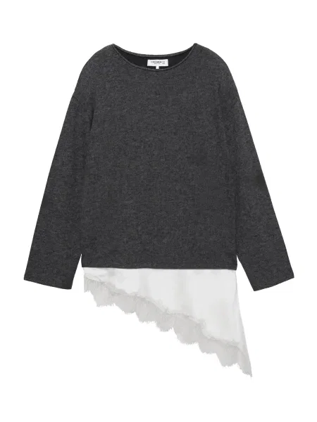 Pull&Bear Pulover gri închis / murdar alb