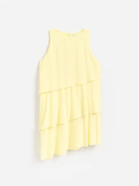Reserved Rochie mini asimetrică galben-deschis galben