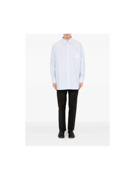 Koszula Mm6 Maison Margiela w paski z paskiem niebieska
