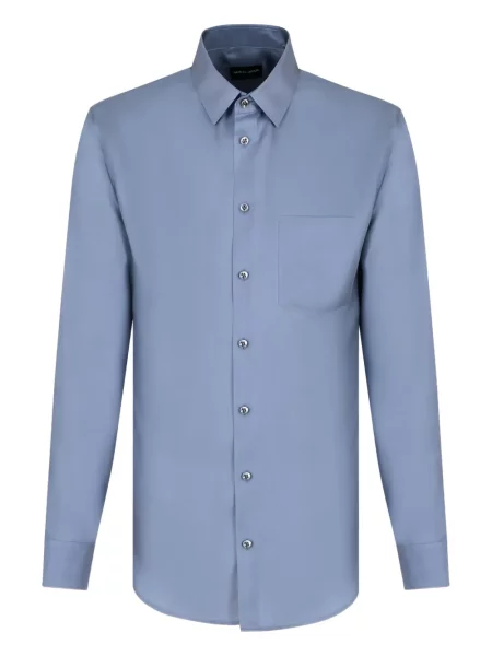 Lung cămașă Giorgio Armani de mătase albastru