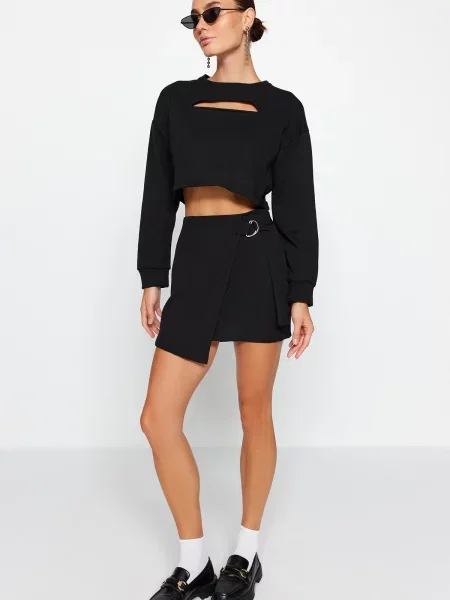 Fusta mini Trendyol cu cataramă negru