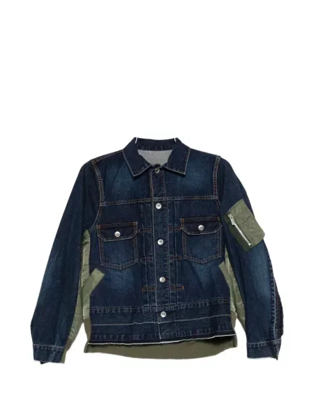 Kurtka jeansowa Sacai z naszywanymi kieszeniami niebieska