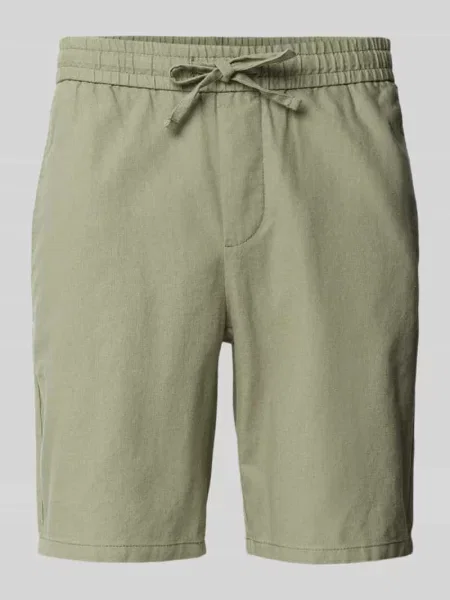 Szorty z mieszanki bawełny i lnu model ‘LINUS’ Only & Sons zielone
