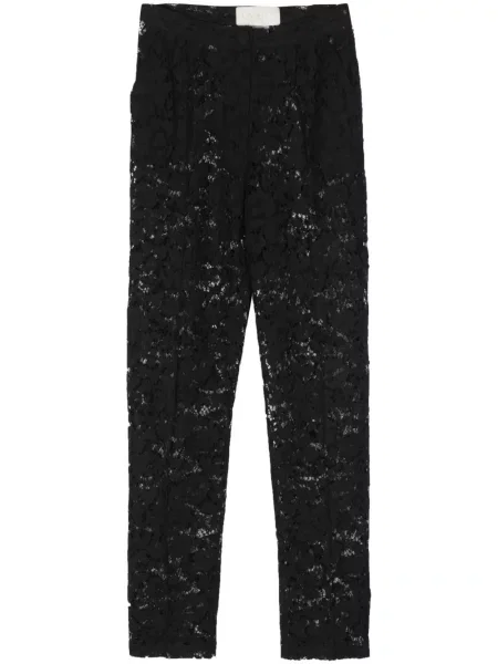 Pantaloni Loulou cu model floral din dantelă negru