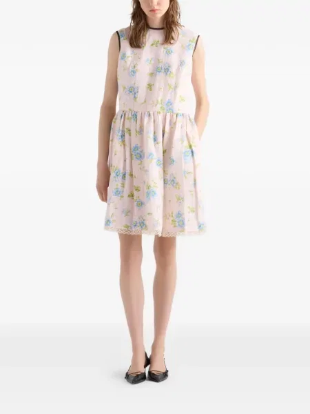Rochie Prada de in cu model floral cu imagine roz