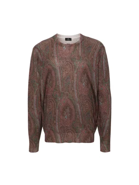Sweter Etro z kaszmiru z wzorem paisley brązowy