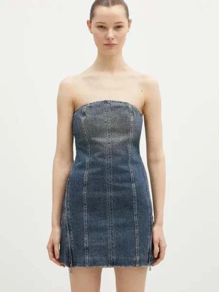 KSUBI rochie din denim Avenue Dress Sandstorm bleumarin mini mulată