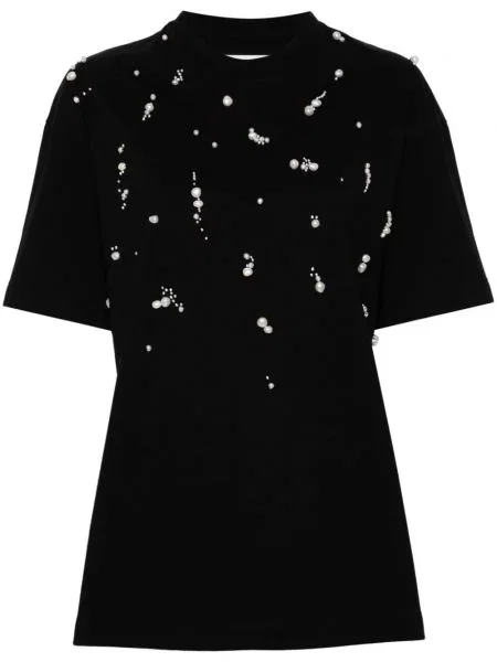 Tricou Jil Sander cu perle negru