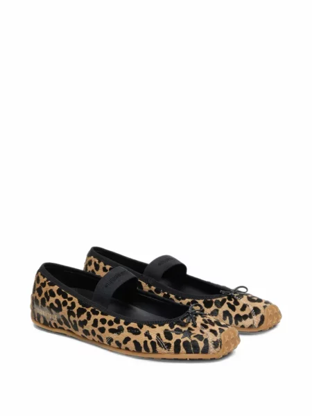 Balerini Golden Goose cu broderie cu model leopard cu bretele negru