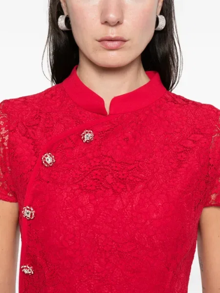 Rochie mini Self-portrait din dantelă de costum roșu