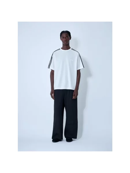 T-shirt z wełną Wire beżowy z aplikacją biała