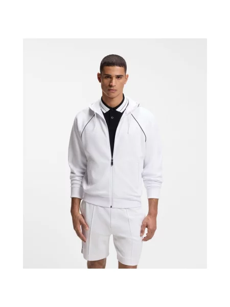 Bluza z kapturem Boss Green Join Saggy Full Zip S biała