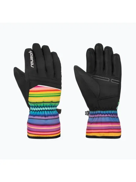 Mănuși de schi pentru copii Reusch Alan Junior black/multicolour lines negru