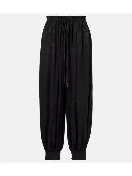 Pantaloni Chloé de mătase negru
