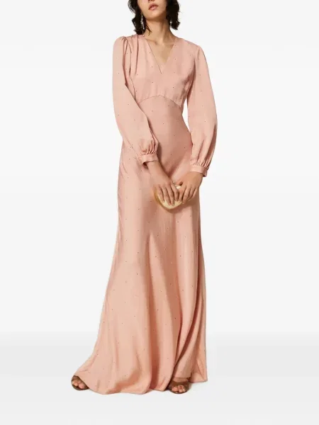 Lung rochie Twinset din satin roz