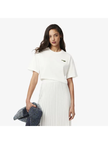 Lacoste T-Shirt Z Okrągłym Dekoltem Relaxed Fit biały