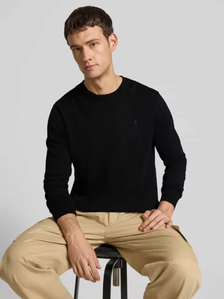 Sweter z dzianiny o kroju regular fit z czystej bawełny model ‘LOUKAA’ Armedangels czarny
