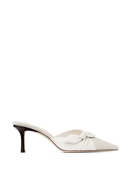 Papuci tip mules Jimmy Choo cu funde alb