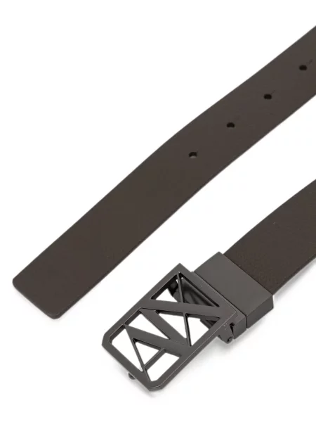Αναστρεπτός ζώνη Armani Exchange με αγκράφα με αυτόγραφο καφέ