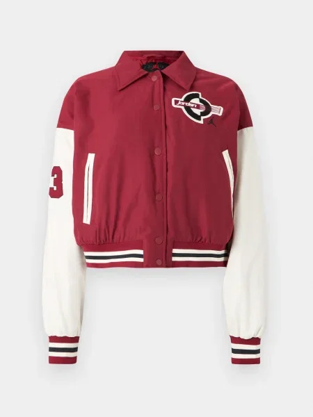 Jordan Geacă de primăvară-toamnă VARSITY roșu / negru alb