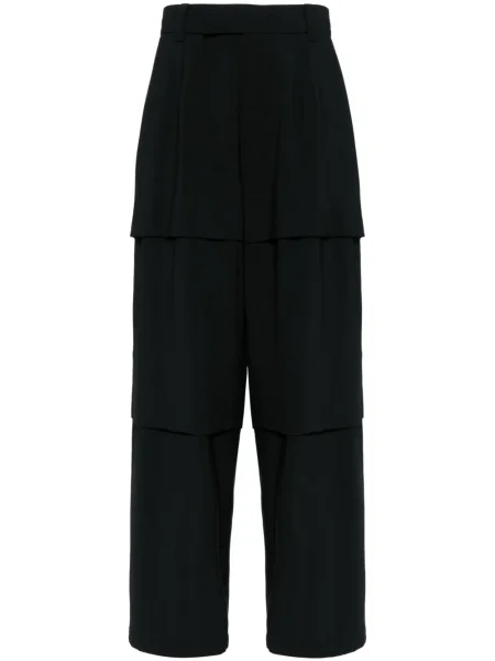 Vlněné široké kalhoty Songzio černé