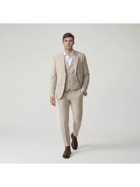 Reserved Regular szabású blézer viszkózkeverékkel bézs