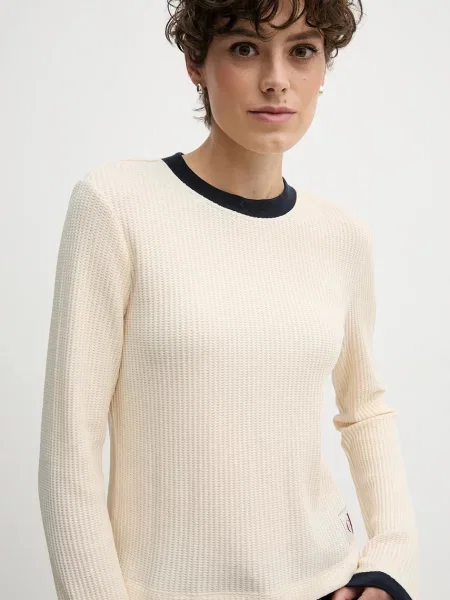 Calvin Klein Jeans koszulka z dzianiny Kobiety wypukły wzór tkaniny S beżowy