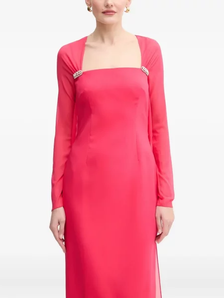 Sukienka maxi Luisa Spagnoli z kryształkami do kolan garniturowa różowa