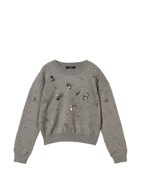 Pulover Twinset cu broderie gri