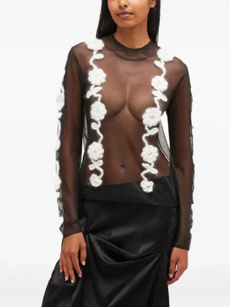 Top Ganni z siateczką czarny