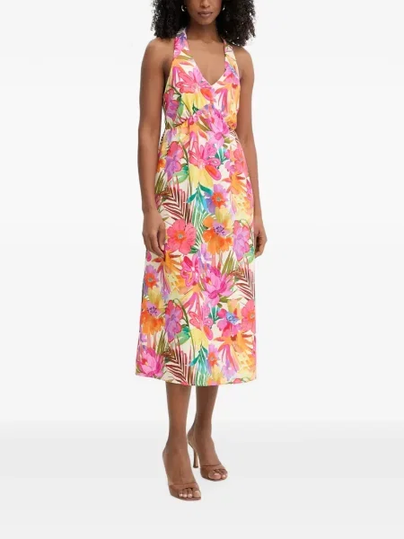 Rochie midi Morgan cu model floral cu imagine cu gât halter