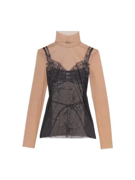 Lniany top Balenciaga czarny