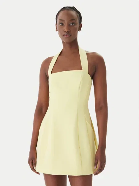 Koktejlové šaty Bardot žluté